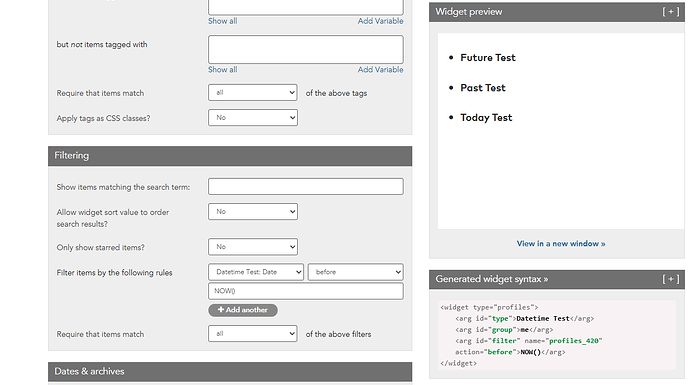 Filter test: date before now, all results appear. (Fail)