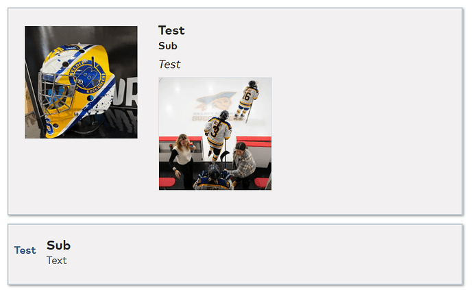With an added editable region, content is moved into higher blocks than intended, such as the second block's image appears in the first block.