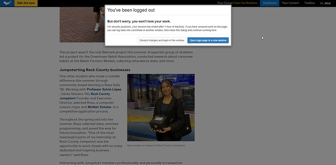 Preloaded page showing the "You've been logged out" prompt.