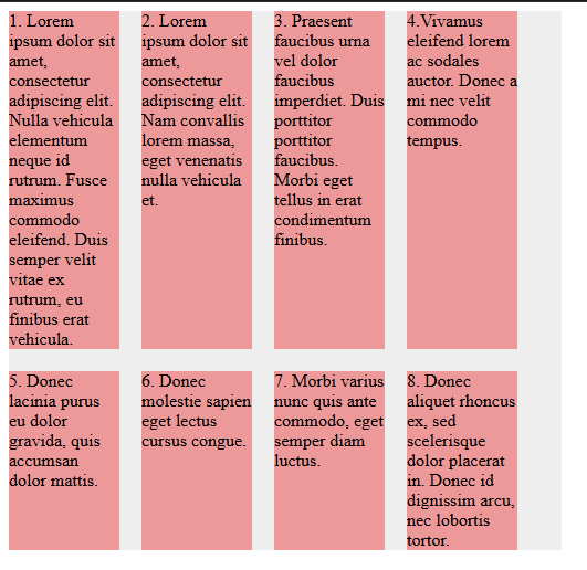 Example of flex layout with all items in a row sharing the height of the tallest element.